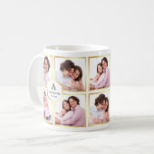 白と金ゴールド10写真家族写真コラージュ コーヒーマグカップ (正面左)