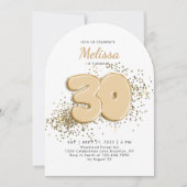 白と金ゴールド30風船大人誕生日アーチ 招待状 (正面)