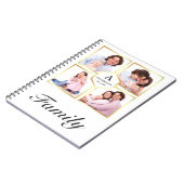 白と金ゴールド4写真ファミリーフォトコラージュ ノートブック (左側)