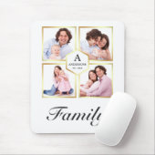 白と金ゴールド4写真ファミリーフォトコラージュ マウスパッド (マウス)