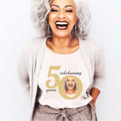 白と金ゴールド50写真50年50誕生日 Tシャツ