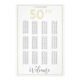 白と金ゴールド50誕生日の座席表プリント フォトプリント           