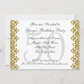 白と金ゴールド50th誕生日パーティホワイト 招待状 (正面)