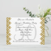 白と金ゴールド50th誕生日パーティホワイト 招待状 (スタンド正面)