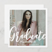 白と金ゴールド |はっきりしたタイポグラフィ卒業写真 招待状 (正面/裏面)