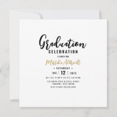 白と金ゴールド |はっきりしたタイポグラフィ卒業写真 招待状 (裏面)