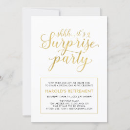 白と金ゴールド |サプライズモダンリタイアパーティー 招待状