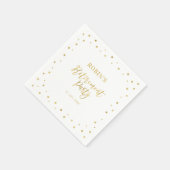 白と金ゴールド |シック紙吹雪退職パーティー スタンダードカクテルナプキン (角)