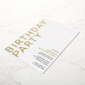 白と金ゴールド |シンプルモダン任意の年齢誕生日 箔招待状 (回転した状態)