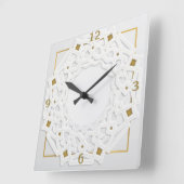 白と金ゴールド スクエア壁時計 (傾斜)