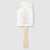 白と金ゴールド |ベビーズブレス結婚式 プログラム ハンドファン (正面)