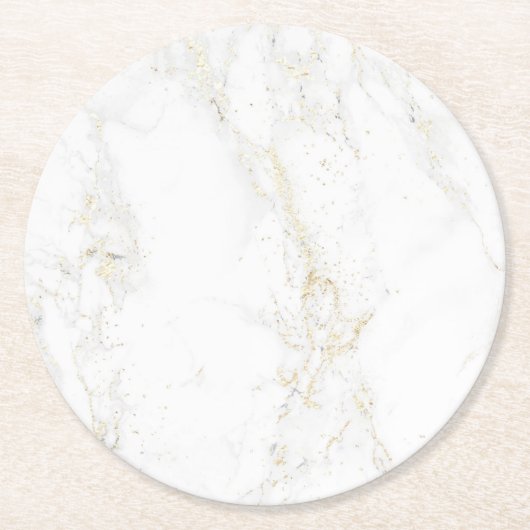 白と金ゴールド ラウンドペーパーコースター (正面)
