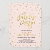 白と金ゴールド |女性40thサプライズ誕生日パーティー 招待状 (正面/裏面)