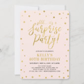 白と金ゴールド |女性40thサプライズ誕生日パーティー 招待状 (正面)