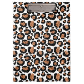 白と金箔のチーズ – ヒョウ柄 クリップボード (正面)