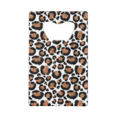 白と金箔のチーズ – ヒョウ柄 クレジットカード栓抜き (正面)