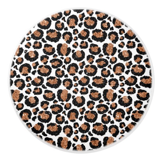 白と金箔のチーズ – ヒョウ柄 セラミックノブ (正面)