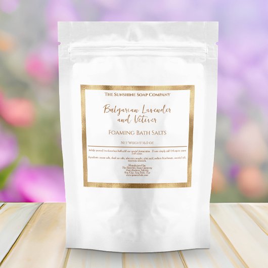 白と金箔浴塩類パウチラベル スパークリングワインラベル