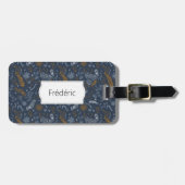 白と金色のフローラの青い鳩 ラゲッジタグ (正面横)