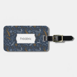 白と金色のフローラの青い鳩 ラゲッジタグ