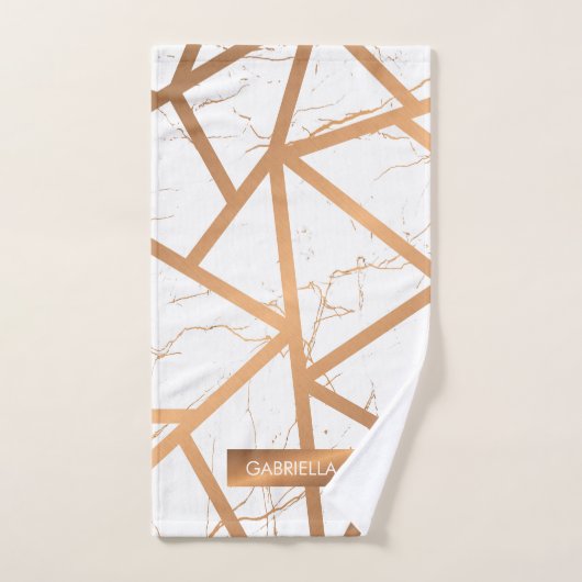 白と金色の大理石 バスタオルセット (ハンドタオル)