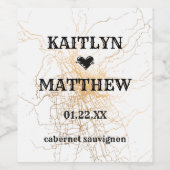 白と金色の抽象芸術パター結婚ン ワインラベル (シングルラベル)