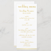 白と金色の素晴らしギャツビー結婚のメニューカード メニュー (正面/裏面)