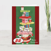 白と金色の舞踏雪メリークリスマスホー シーズンカード (正面)