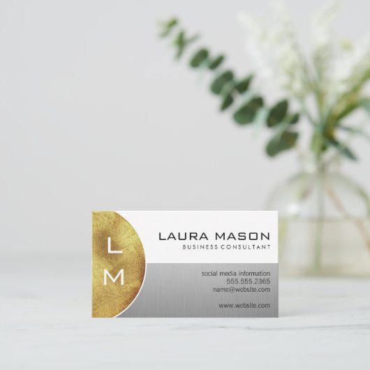 白と銀とモノグラム 名刺 (スタンド正面)