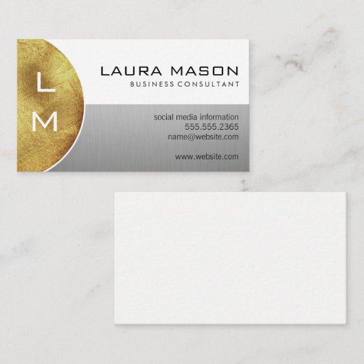 白と銀とモノグラム 名刺 (正面/裏面)