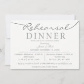 白と銀のスクリプエレガントトのリハーサル 招待状 (正面)