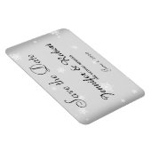 白と銀のスノーフレークの結婚式の日付を保存 マグネット (右側)