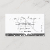 白と銀のスパークルグリッターダイヤモンドモノグラム 名刺 (裏面)