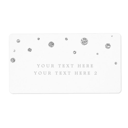 白と銀のドットモダンパーティーパッケージラベル ラベル (正面)