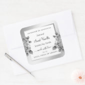 白と銀のフローラ製品の包装ラベル スクエアシール (封筒)