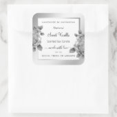 白と銀のフローラ製品の包装ラベル スクエアシール (バッグ)