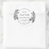 白と銀のフローラ製品の包装ラベル ラウンドシール (バッグ)