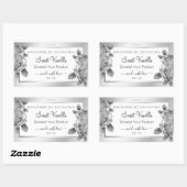 白と銀のフローラ製品の包装ラベル 長方形シール (シート)