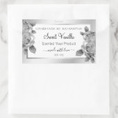 白と銀のフローラ製品の包装ラベル 長方形シール (バッグ)