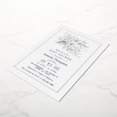 白と銀のヴィンテージバラベビーシャワー 箔招待状 (回転した状態)