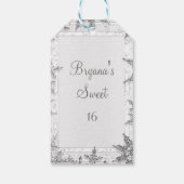 白と銀の冬の雪の結晶のエレガント恩恵 ギフトタグ (裏面)