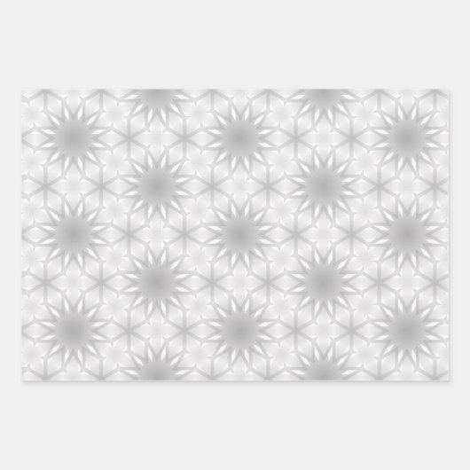 白と銀の幾何学模様 ラッピングペーパーシート (正面3)