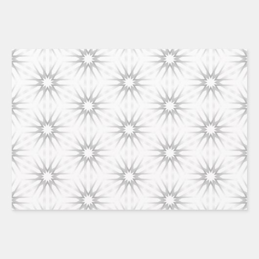 白と銀の幾何学模様 ラッピングペーパーシート (正面2)