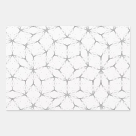 白と銀の幾何学模様 ラッピングペーパーシート (正面)