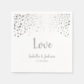 白と銀の紙吹雪ドット スタンダードカクテルナプキン (正面)