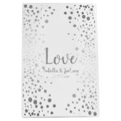 白と銀の紙吹雪ドット ミディアムペーパーバッグ (正面)