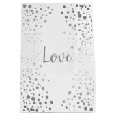 白と銀の紙吹雪ドット ミディアムペーパーバッグ (裏面)