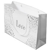 白と銀の紙吹雪ドット ラージペーパーバッグ (裏面アングル)