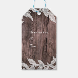 白と銀の葉冬の結婚式の素朴好意 ギフトタグ