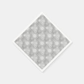 白と銀の雪片パターン スタンダードカクテルナプキン (角)
